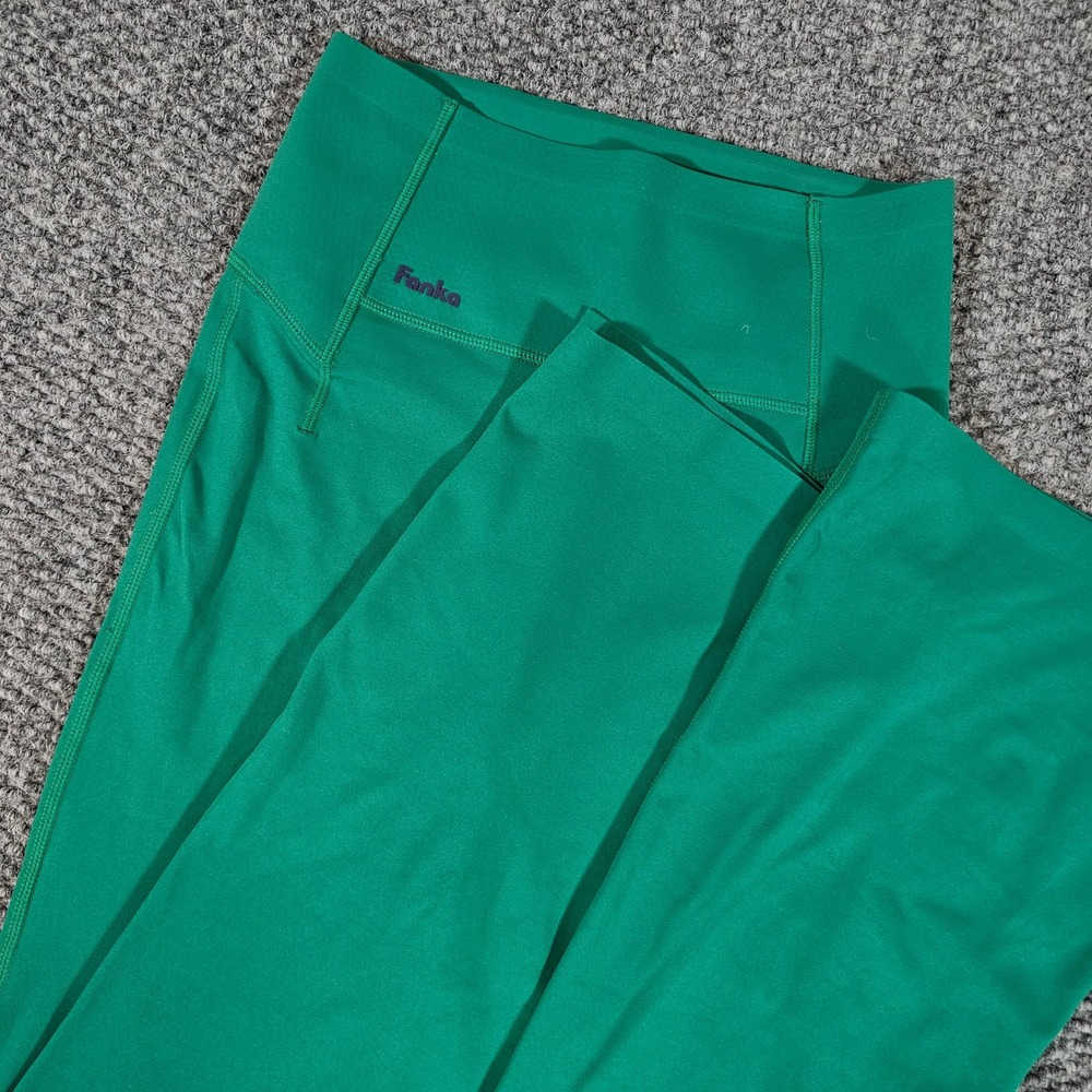 Fanka Green Flare Leggings High Waist Yoga Pants Slit Hem‎ Size S